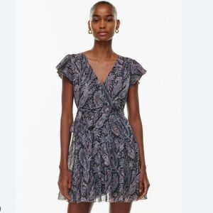 Paisley Wrap Short Dress in Black and White